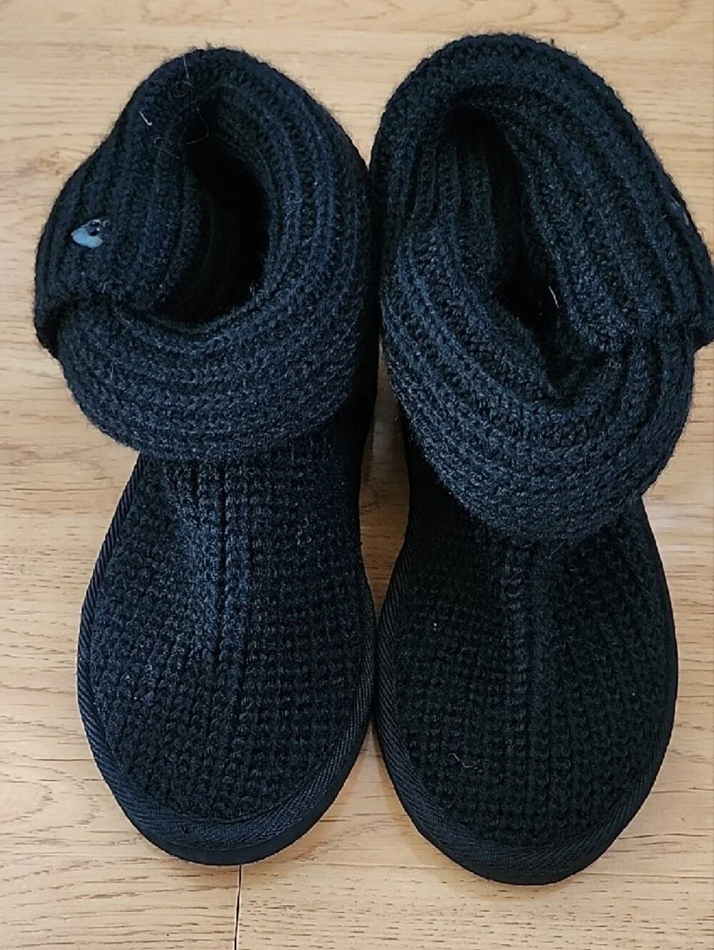 Miss Groove Sweater Black Knit Button Boot Size 1
